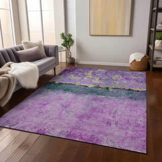 Piper Looms Chantille Abstract ACN1716 Plum Machine Washable Area Rug Lifestyle Image Feature