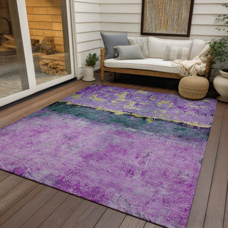 Piper Looms Chantille Abstract ACN1716 Plum Machine Washable Area Rug Outdoor Lifestyle Image Feature