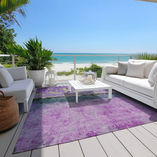 Piper Looms Chantille Abstract ACN1716 Plum Machine Washable Area Rug Outdoor Lifestyle Image Feature