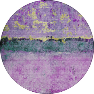 Piper Looms Chantille Abstract ACN1716 Plum Machine Washable Area Rug Round Main Image