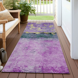 Piper Looms Chantille Abstract ACN1716 Plum Machine Washable Area Rug Runner Outdoor Lifestyle Image Feature