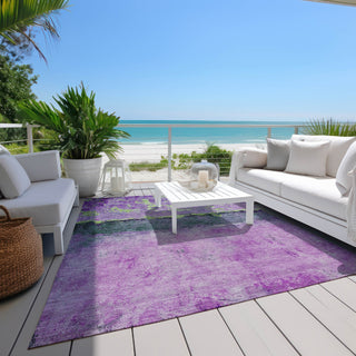 Piper Looms Chantille Abstract ACN1716 Purple Machine Washable Area Rug Outdoor Lifestyle Image Feature