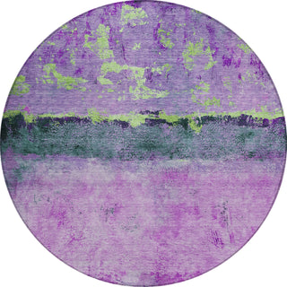 Piper Looms Chantille Abstract ACN1716 Purple Machine Washable Area Rug Round Main Image