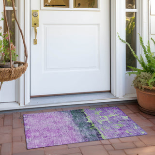 Piper Looms Chantille Abstract ACN1716 Purple Machine Washable Area Rug Scatter Outdoor Lifestyle Image Feature