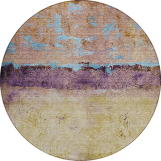 Piper Looms Chantille Abstract ACN1716 Salmon Machine Washable Area Rug Round Main Image