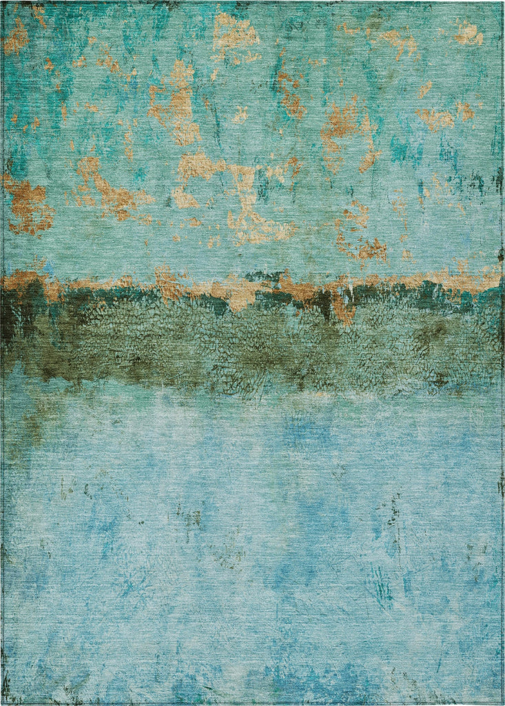 Piper Looms Chantille Abstract ACN1716 Teal Machine Washable Area Rug main image