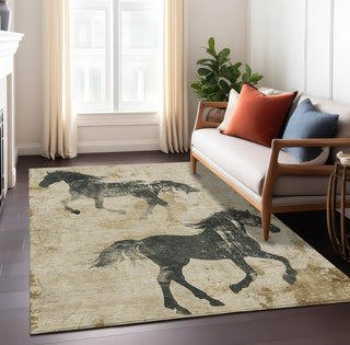 Piper Looms Chantille Animal ACN1717 Beige Machine Washable Area Rug Lifestyle Image Feature