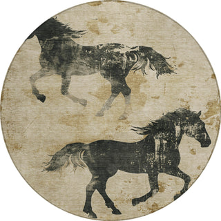 Piper Looms Chantille Animal ACN1717 Beige Machine Washable Area Rug Round Main Image