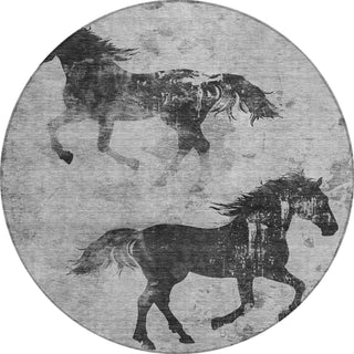 Piper Looms Chantille Animal ACN1717 Gray Machine Washable Area Rug Round Main Image