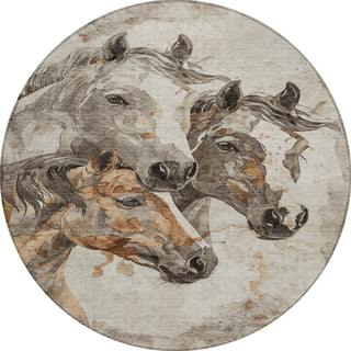 Piper Looms Chantille Animal ACN1718 Beige Machine Washable Area Rug Round Main Image