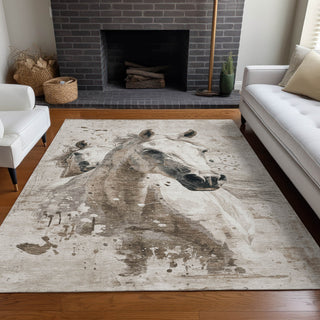 Piper Looms Chantille Animal ACN1719 Ivory Machine Washable Area Rug Lifestyle Image Feature