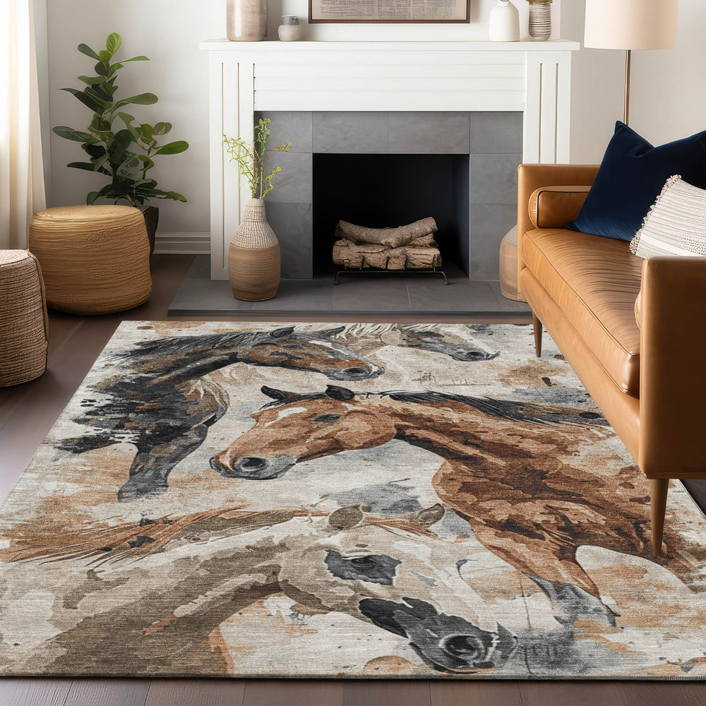 Piper Looms Chantille Animal ACN1720 Beige Machine Washable Area Rug Lifestyle Image Feature