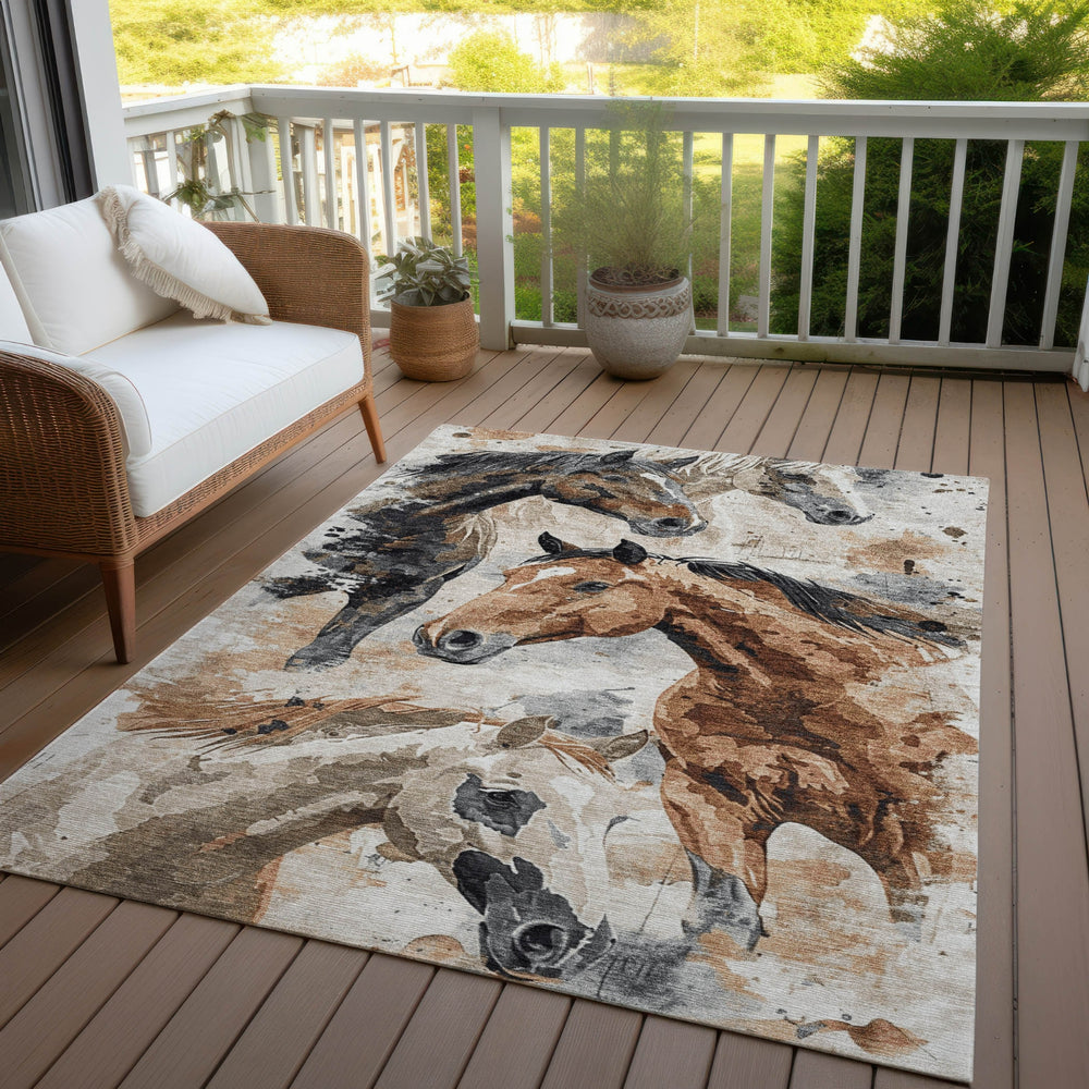 Piper Looms Chantille Animal ACN1720 Beige Machine Washable Area Rug Outdoor Lifestyle Image Feature