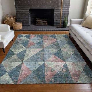 Piper Looms Chantille Geometric ACN1721 Denim Machine Washable Area Rug Lifestyle Image Feature