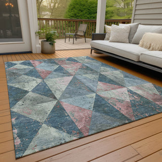 Piper Looms Chantille Geometric ACN1721 Denim Machine Washable Area Rug Outdoor Lifestyle Image Feature