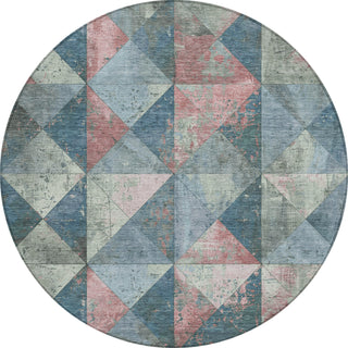 Piper Looms Chantille Geometric ACN1721 Denim Machine Washable Area Rug Round Main Image
