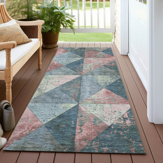 Piper Looms Chantille Geometric ACN1721 Denim Machine Washable Area Rug Runner Outdoor Lifestyle Image Feature