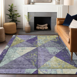Piper Looms Chantille Geometric ACN1721 Eggplant Machine Washable Area Rug Lifestyle Image Feature