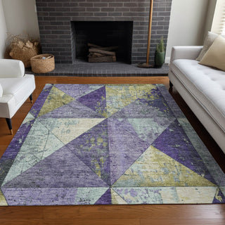 Piper Looms Chantille Geometric ACN1721 Eggplant Machine Washable Area Rug Lifestyle Image Feature