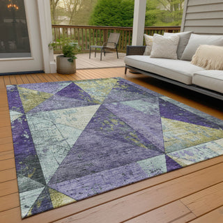 Piper Looms Chantille Geometric ACN1721 Eggplant Machine Washable Area Rug Outdoor Lifestyle Image Feature