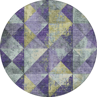 Piper Looms Chantille Geometric ACN1721 Eggplant Machine Washable Area Rug Round Main Image