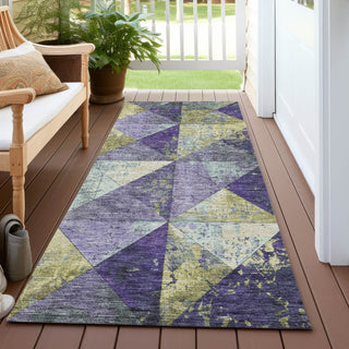 Piper Looms Chantille Geometric ACN1721 Eggplant Machine Washable Area Rug Runner Outdoor Lifestyle Image Feature