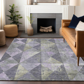 Piper Looms Chantille Geometric ACN1721 Lavender Machine Washable Area Rug Lifestyle Image Feature