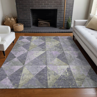 Piper Looms Chantille Geometric ACN1721 Lavender Machine Washable Area Rug Lifestyle Image Feature