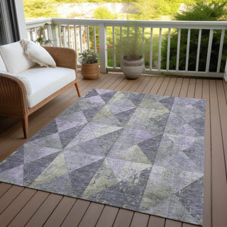 Piper Looms Chantille Geometric ACN1721 Lavender Machine Washable Area Rug Outdoor Lifestyle Image Feature