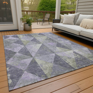 Piper Looms Chantille Geometric ACN1721 Lavender Machine Washable Area Rug Outdoor Lifestyle Image Feature