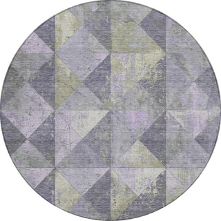 Piper Looms Chantille Geometric ACN1721 Lavender Machine Washable Area Rug Round Main Image