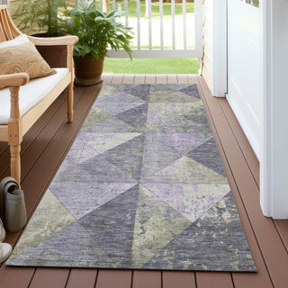 Piper Looms Chantille Geometric ACN1721 Lavender Machine Washable Area Rug Runner Outdoor Lifestyle Image Feature