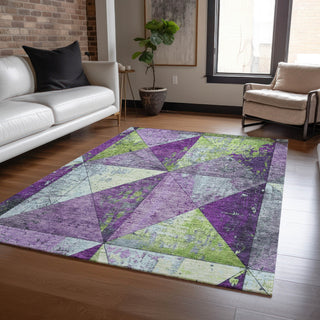 Piper Looms Chantille Geometric ACN1721 Purple Machine Washable Area Rug Lifestyle Image Feature