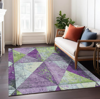 Piper Looms Chantille Geometric ACN1721 Purple Machine Washable Area Rug Lifestyle Image Feature