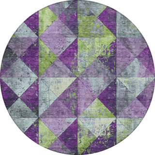 Piper Looms Chantille Geometric ACN1721 Purple Machine Washable Area Rug Round Main Image