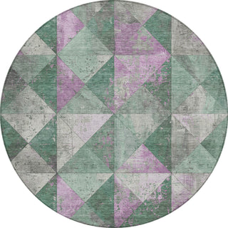 Piper Looms Chantille Geometric ACN1721 Sage Machine Washable Area Rug Round Main Image
