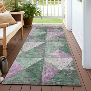 Piper Looms Chantille Geometric ACN1721 Sage Machine Washable Area Rug Runner Outdoor Lifestyle Image Feature