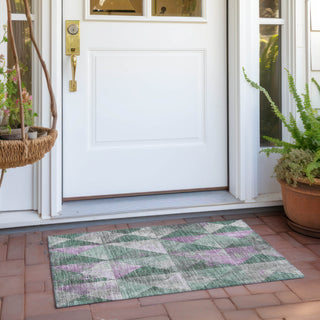 Piper Looms Chantille Geometric ACN1721 Sage Machine Washable Area Rug Scatter Outdoor Lifestyle Image Feature