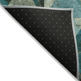 Piper Looms Chantille Geometric ACN1721 Teal Machine Washable Area Rug Backing Image