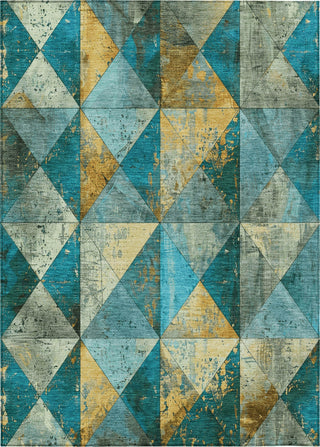 Piper Looms Chantille Geometric ACN1721 Teal Machine Washable Area Rug main image