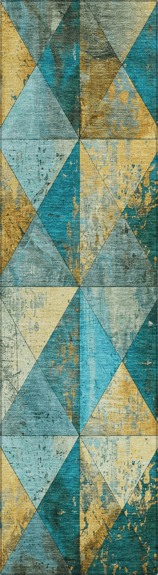 Piper Looms Chantille Geometric ACN1721 Teal Machine Washable Area Rug Runner Main Image