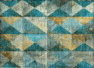 Piper Looms Chantille Geometric ACN1721 Teal Machine Washable Area Rug Scatter Main Image