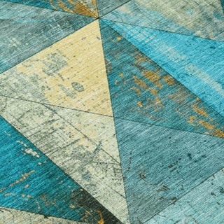 Piper Looms Chantille Geometric ACN1721 Teal Machine Washable Area Rug Swatch Image