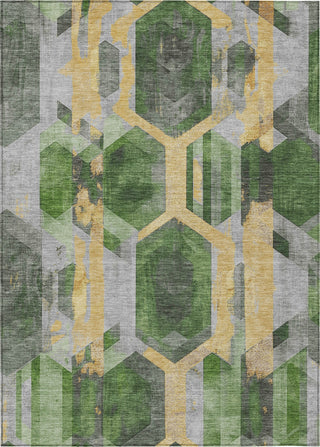 Piper Looms Chantille Geometric ACN1722 Green Machine Washable Area Rug main image