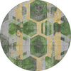Piper Looms Chantille Geometric ACN1722 Green Machine Washable Area Rug Round Main Image