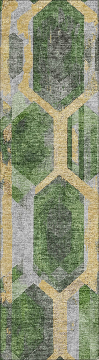 Piper Looms Chantille Geometric ACN1722 Green Machine Washable Area Rug Runner Main Image