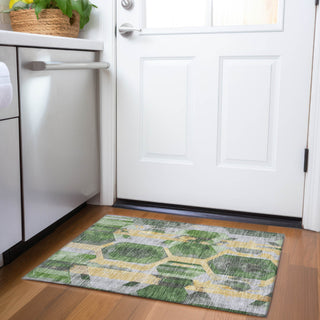 Piper Looms Chantille Geometric ACN1722 Green Machine Washable Area Rug Scatter Lifestyle Image Feature