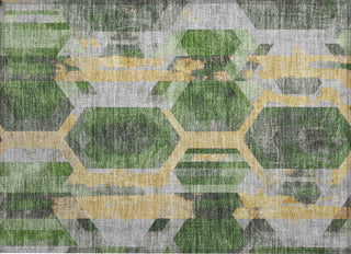 Piper Looms Chantille Geometric ACN1722 Green Machine Washable Area Rug Scatter Main Image