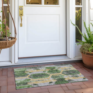 Piper Looms Chantille Geometric ACN1722 Green Machine Washable Area Rug Scatter Outdoor Lifestyle Image Feature