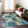 Piper Looms Chantille Geometric ACN1722 Teal Machine Washable Area Rug Lifestyle Image Feature